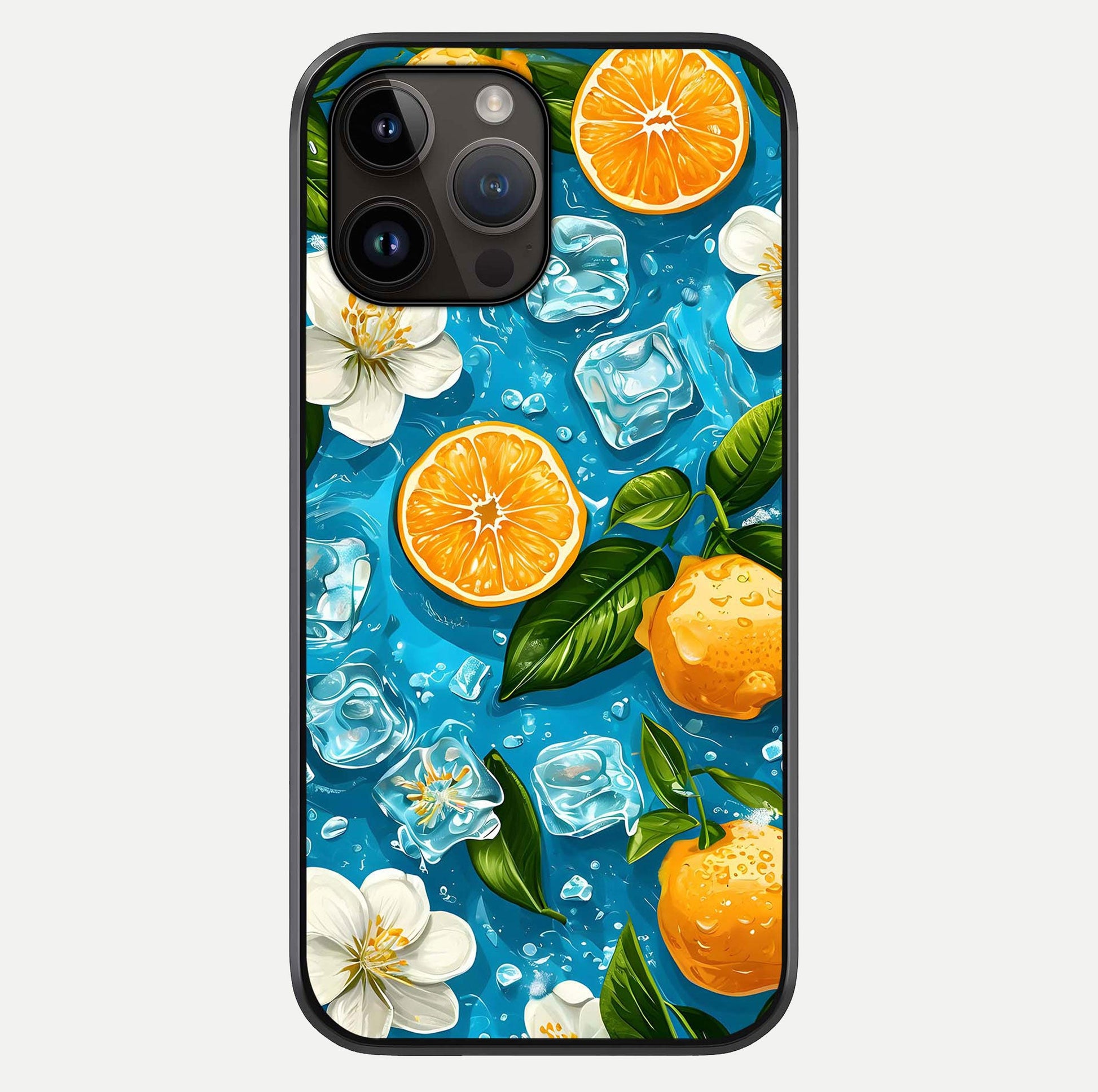Ice Cube With Orange Glass Case For iPhone 14 Pro Max by Custom World