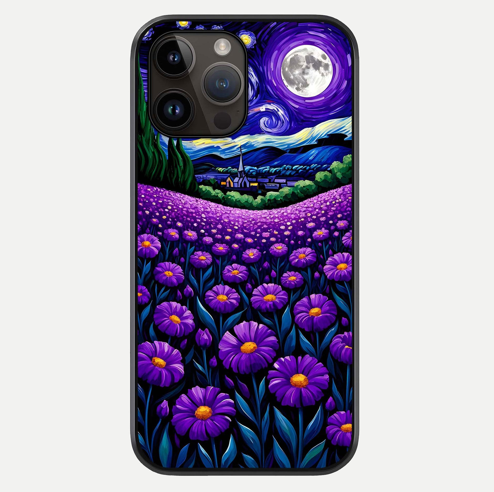 Lavender Moon Field Glass Case For iPhone 14 Pro Max by Custom World