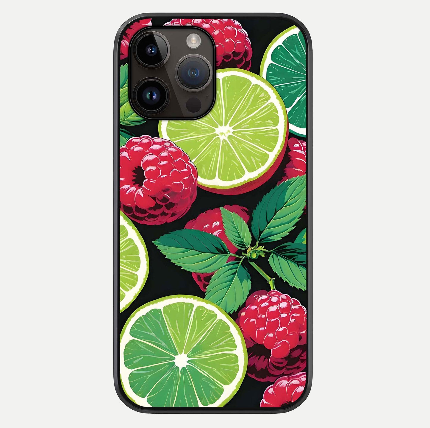 Lime & Raspberry Pattern Glass Case For iPhone 14 Pro Max by Custom World