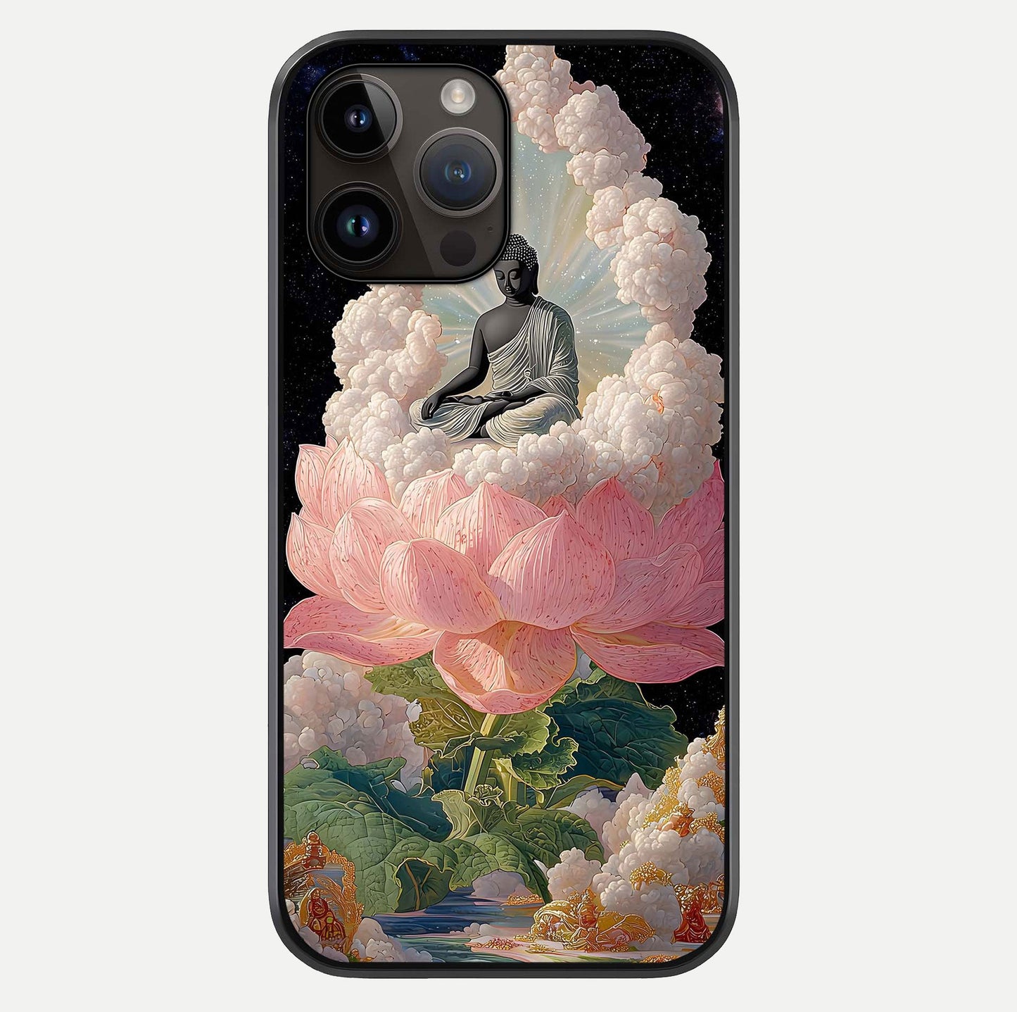 Lotus Divine Peace Glass Case For iPhone 14 Pro Max by Custom World
