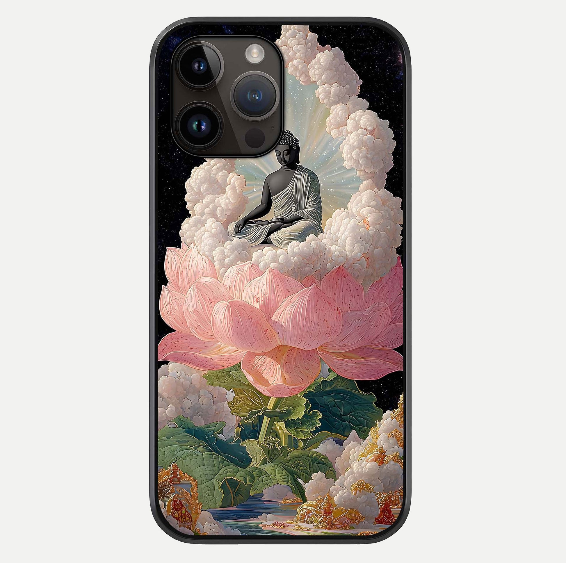 Lotus Divine Peace Glass Case For iPhone 14 Pro Max by Custom World