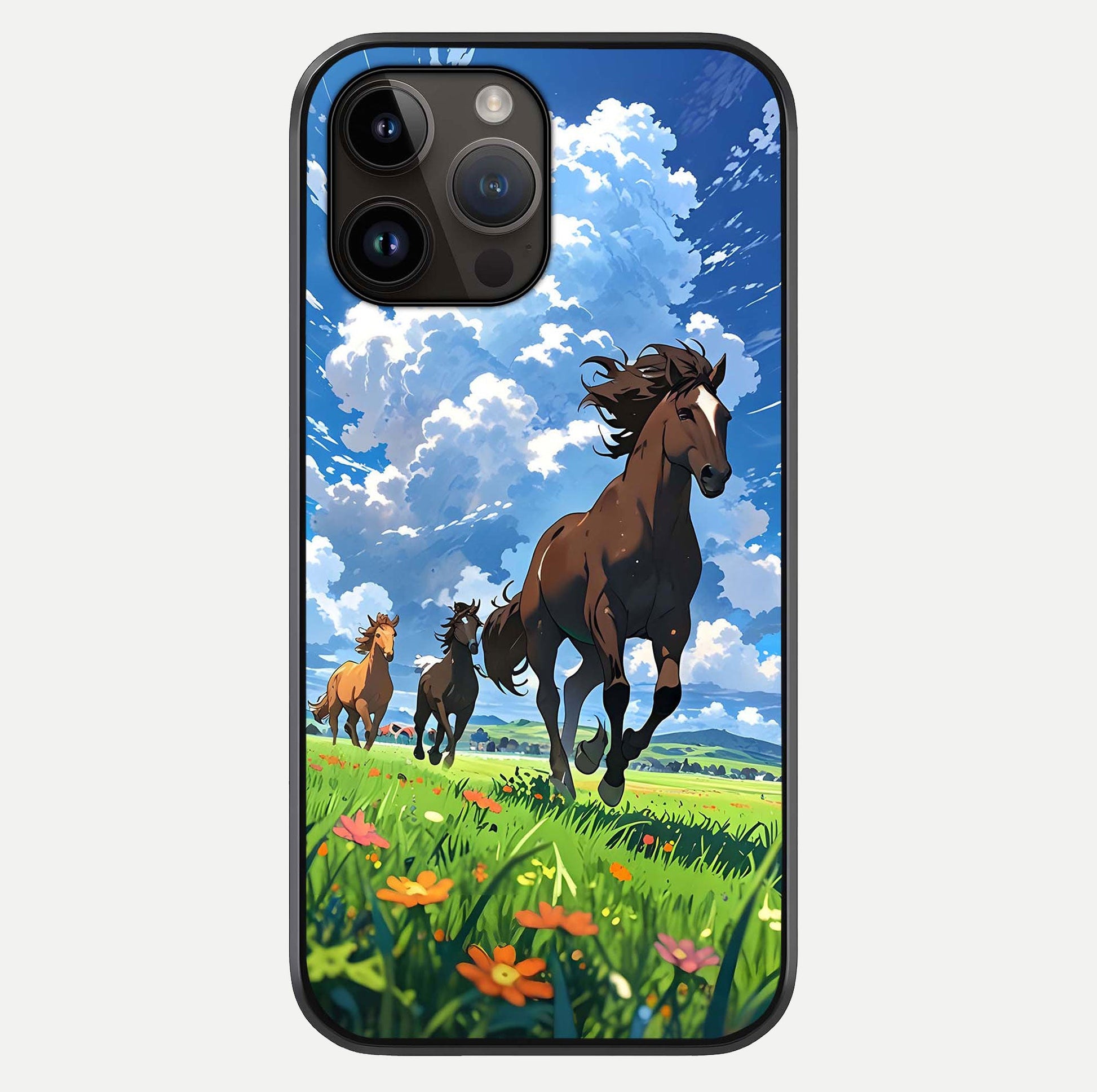 Majestic Horses Galloping Glass Case For iPhone 14 Pro Max by Custom World
