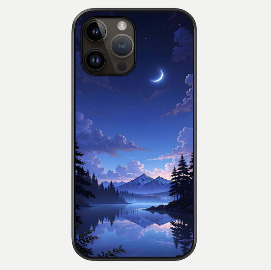 Midnight Lake Peace Glass Case For iPhone 14 Pro Max by Custom World