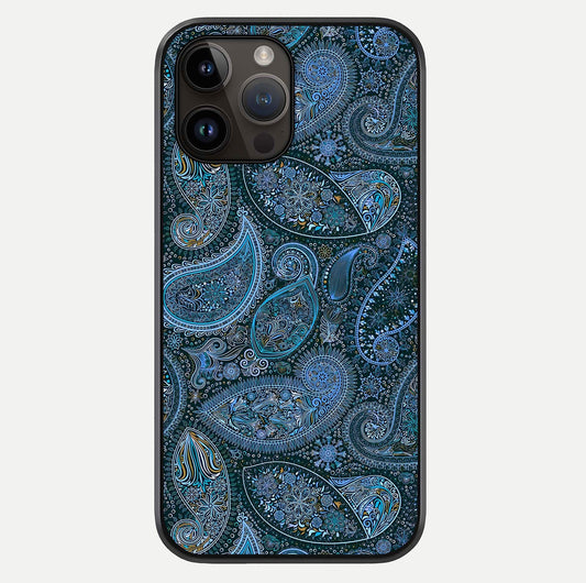 Midnight Paisley Glow Glass Case For iPhone 14 Pro Max by Custom World