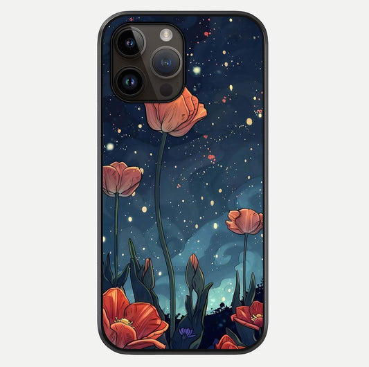 Midnight Tulip Glow Glass Case For iPhone 14 Pro Max by Custom World