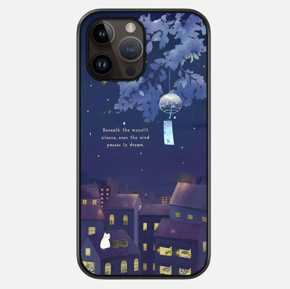 Moonlit Cat Silence Glass Case For iPhone 14 Pro Max by Custom World