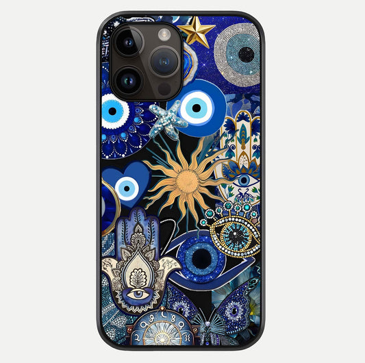 Mystic Blue Evil Eye Glass Case For iPhone 14 Pro Max by Custom World