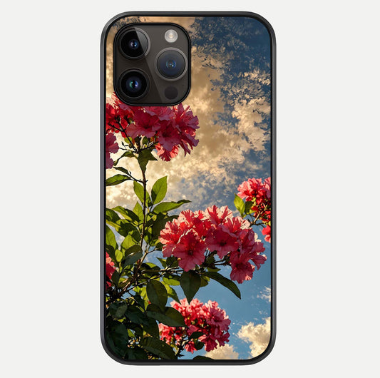 Red Bloom Skies Glass Case For iPhone 14 Pro Max by Custom World