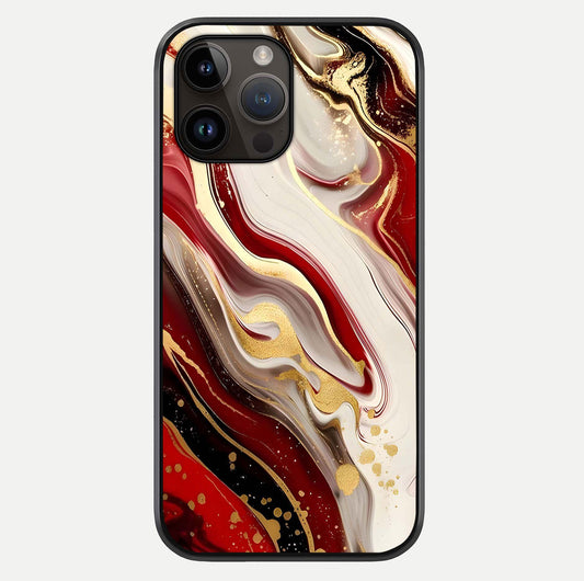 Red & White Marble Glass Case For iPhone 14 Pro Max by Custom World