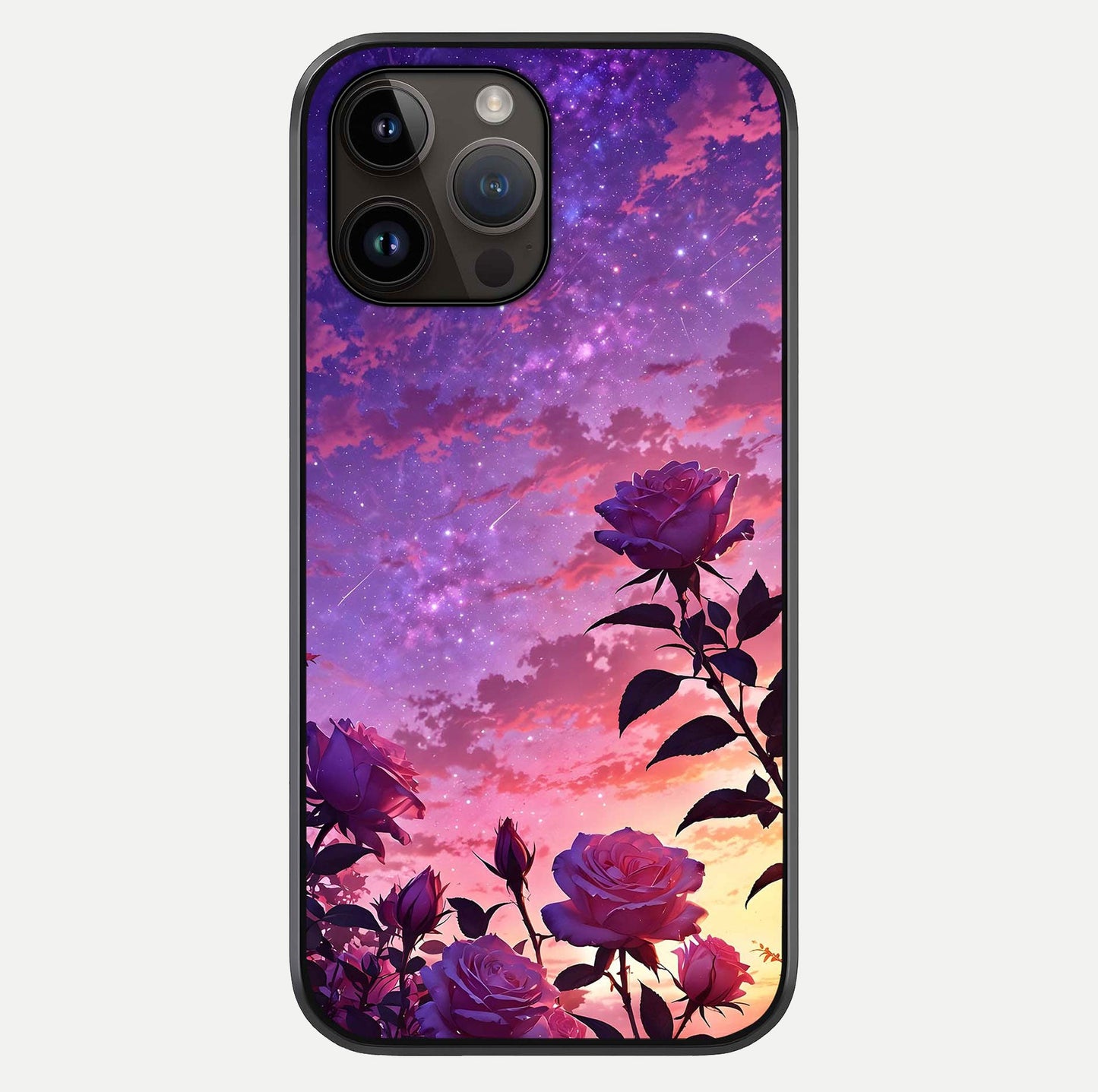 Starlit Rose Twilight Glass Case For iPhone 14 Pro Max by Custom World