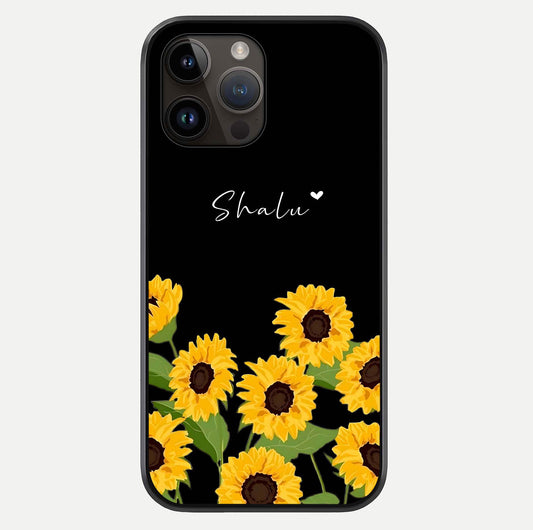 Sunflower Cat Art Glass Case For iPhone 14 Pro Max by Custom World