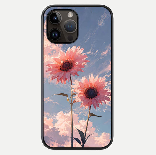 Sunflower Sky Bloom Glass Case For iPhone 14 Pro Max by Custom World