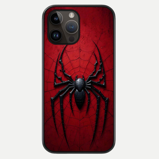 Superhero Web Emblem Glass Case For iPhone 14 Pro Max by Custom World