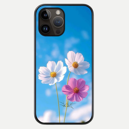 Triple Flowers With Sky Glass Case For iPhone 14 Pro Max by Custom World