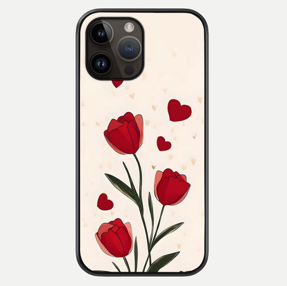 Tulip With Heart Glass Case For iPhone 14 Pro Max by Custom World