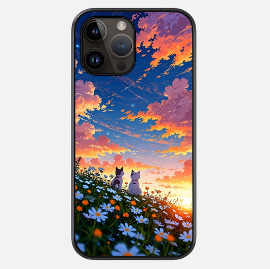 Two Cats Friends Glass Case For iPhone 14 Pro Max by Custom World
