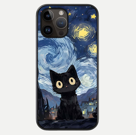 Van Gogh Cat Glass Case For iPhone 14 Pro Max by Custom World