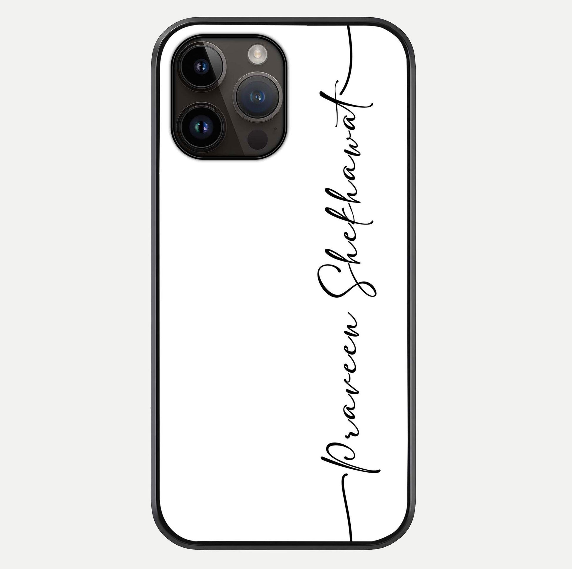 White Tune Custom Name Glass Case For iPhone 14 Pro Max by Custom World