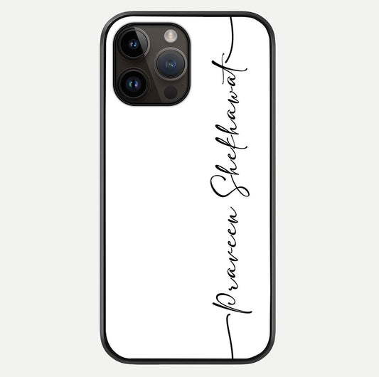 White Tune Custom Name Glass Case For iPhone 14 Pro Max by Custom World