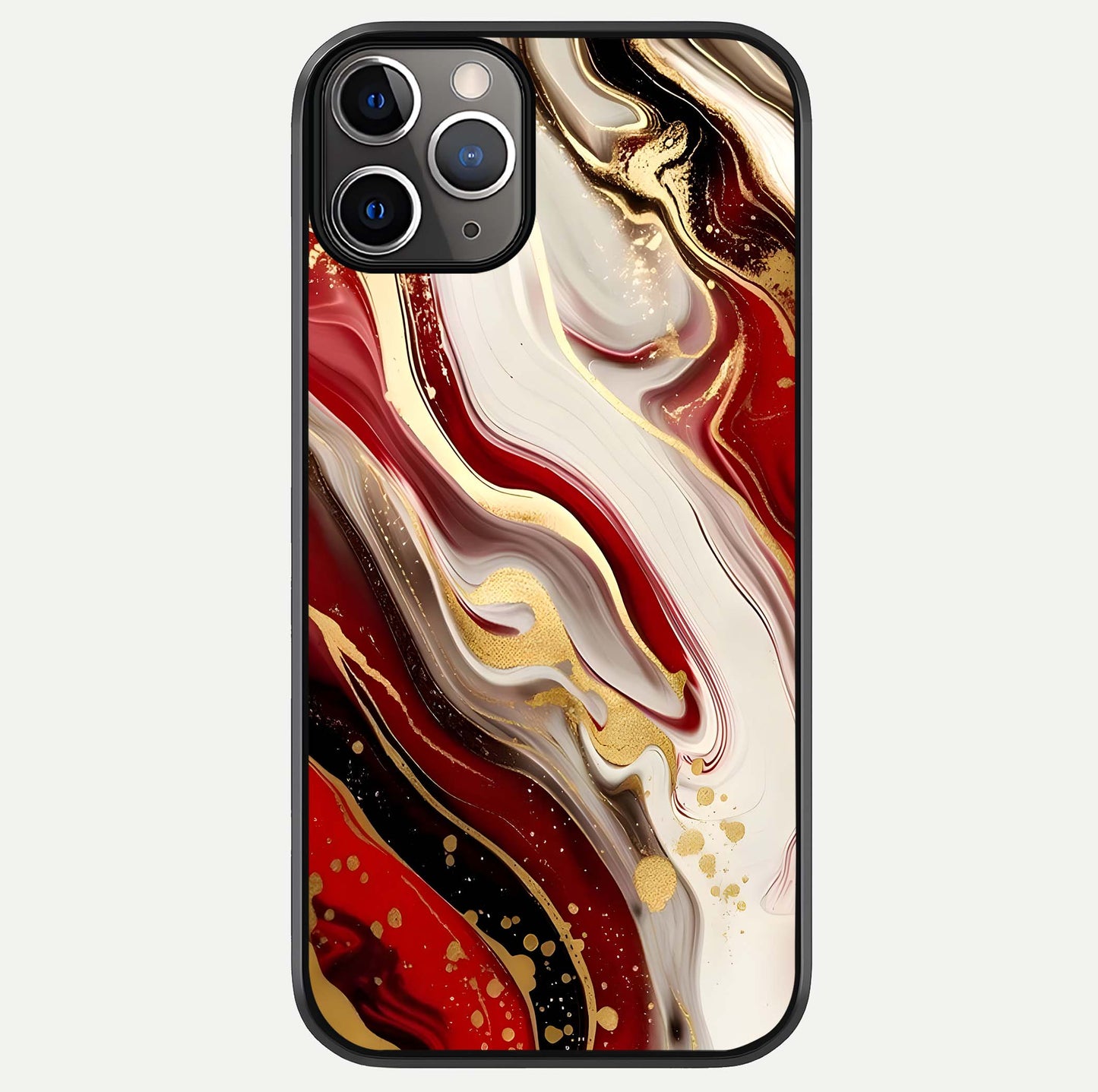 Red & White Marble Glass Case For iPhone 11 Pro Max