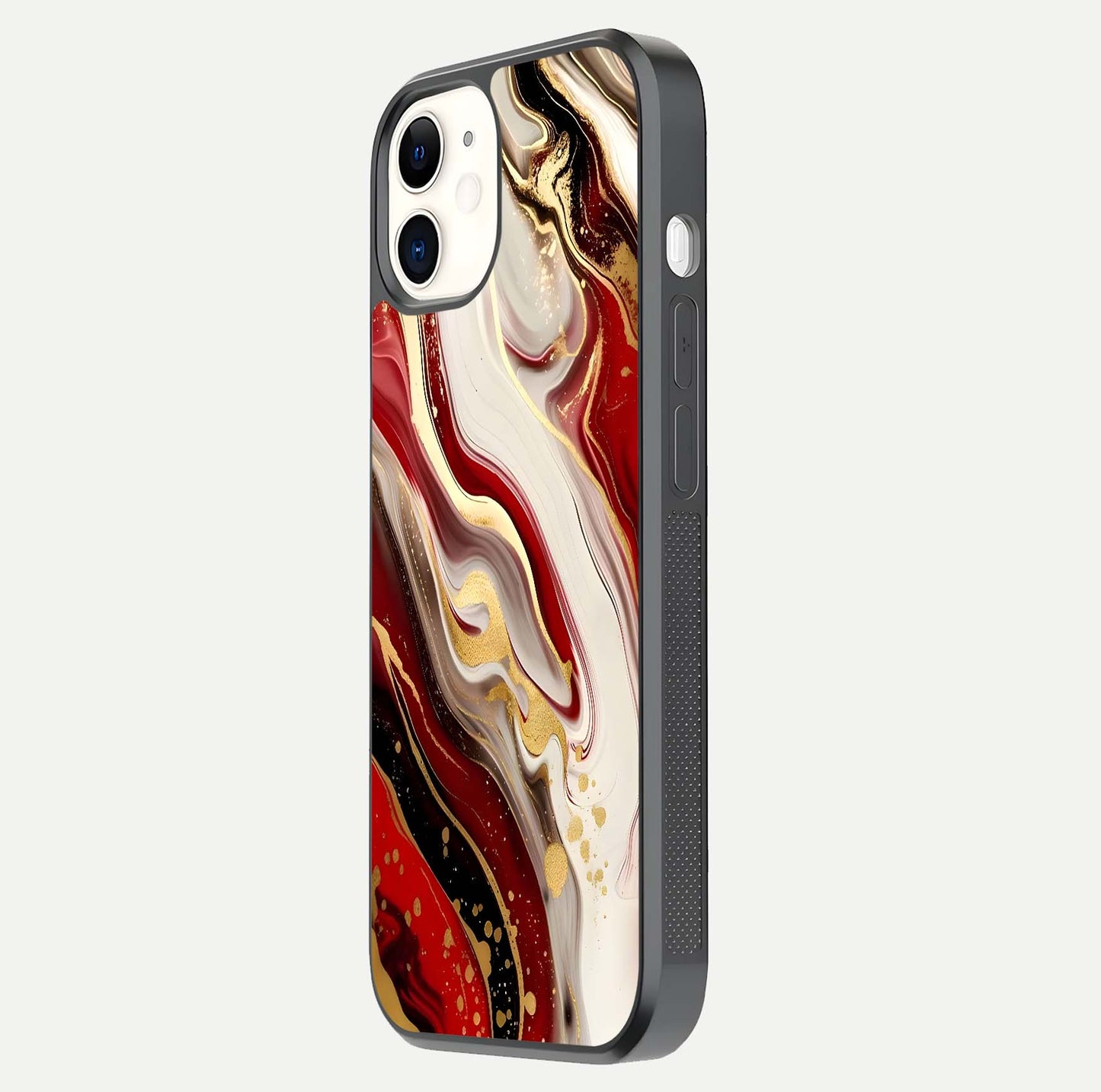 Red & White Marble Glass Case For iPhone 8