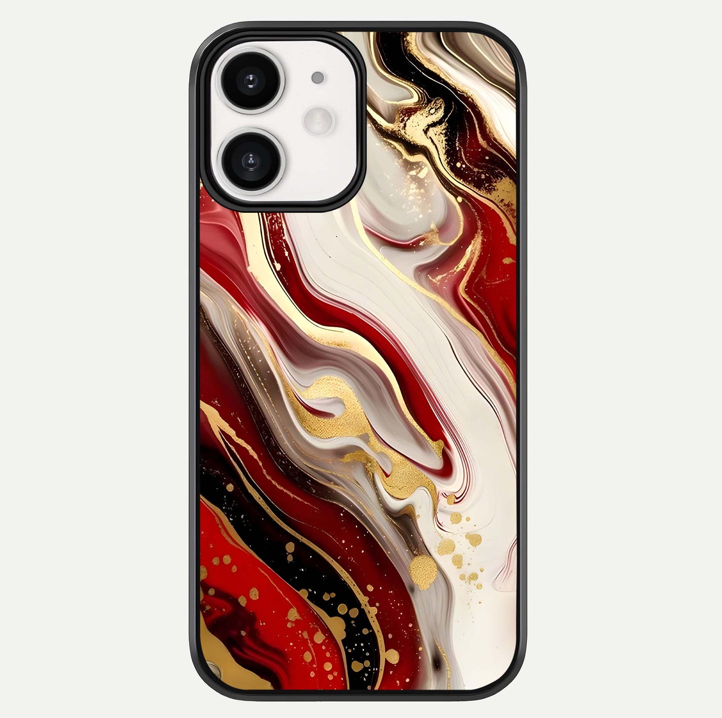 Red & White Marble Glass Case For iPhone 12 Mini