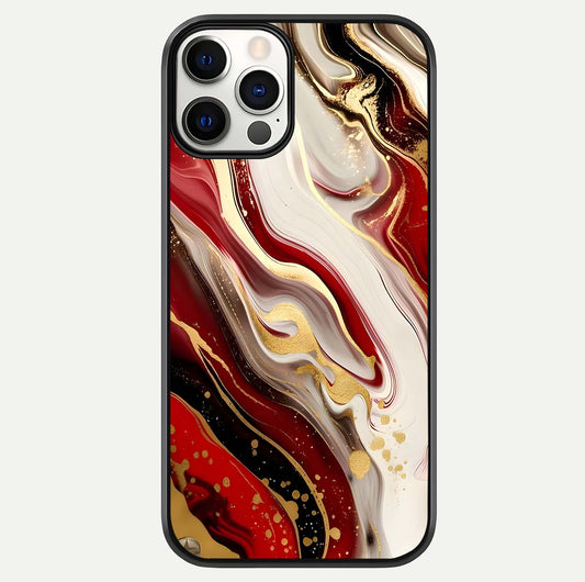Red & White Marble Glass Case For iPhone 12 Pro