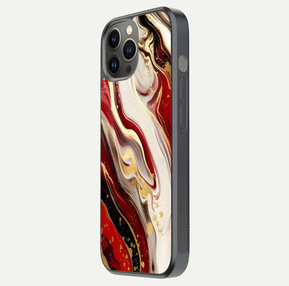 Red & White Marble Glass Case For iPhone 12 Pro Max