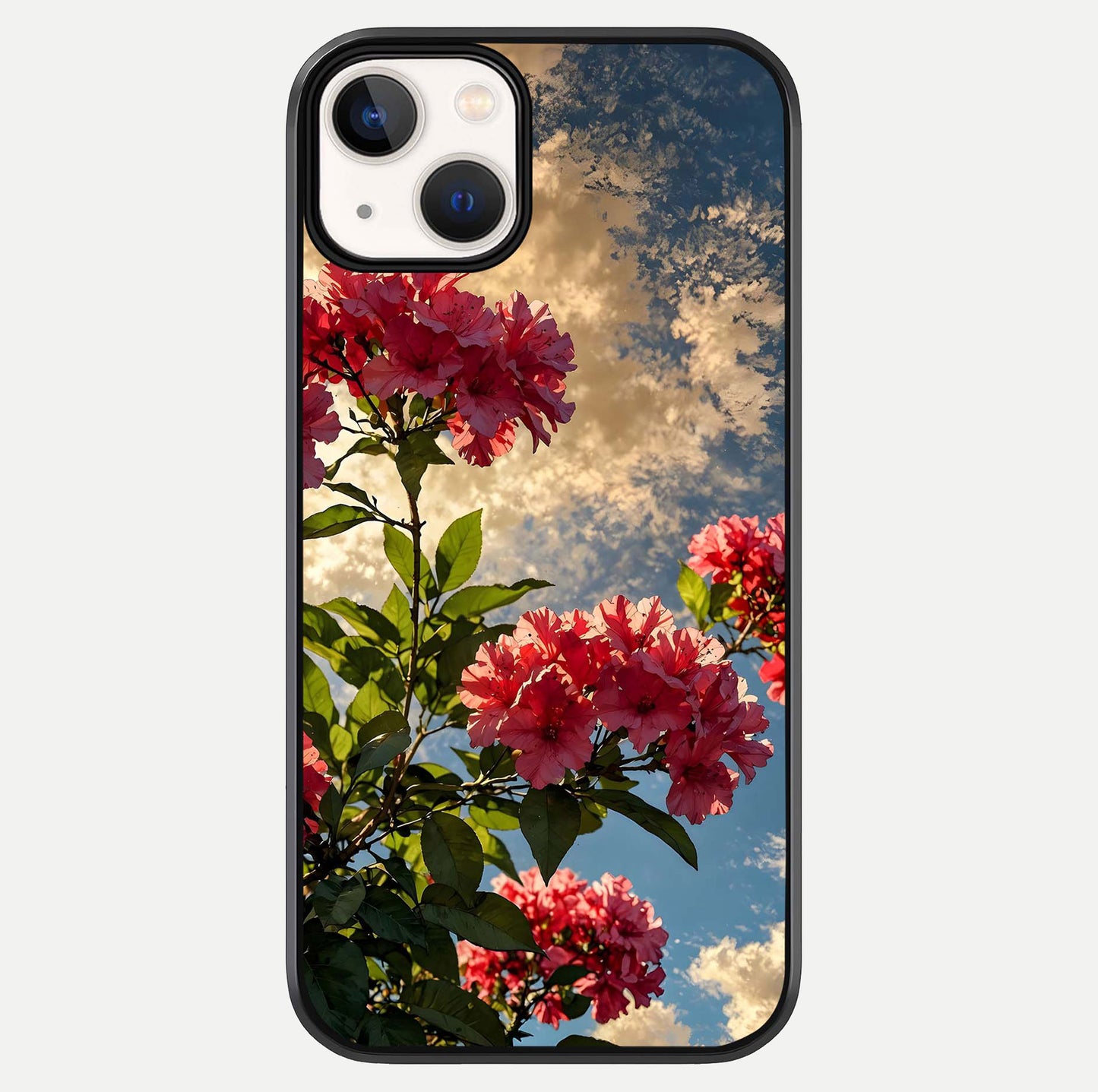 Red Bloom Skies Glass Case For iPhone 13