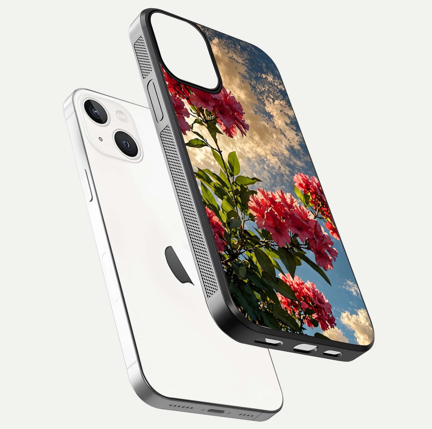 Red Bloom Skies Glass Case For iPhone 13