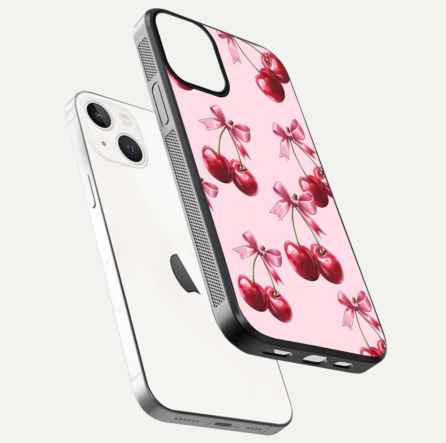 Red Cherries Pattern Glass Case For iPhone 13