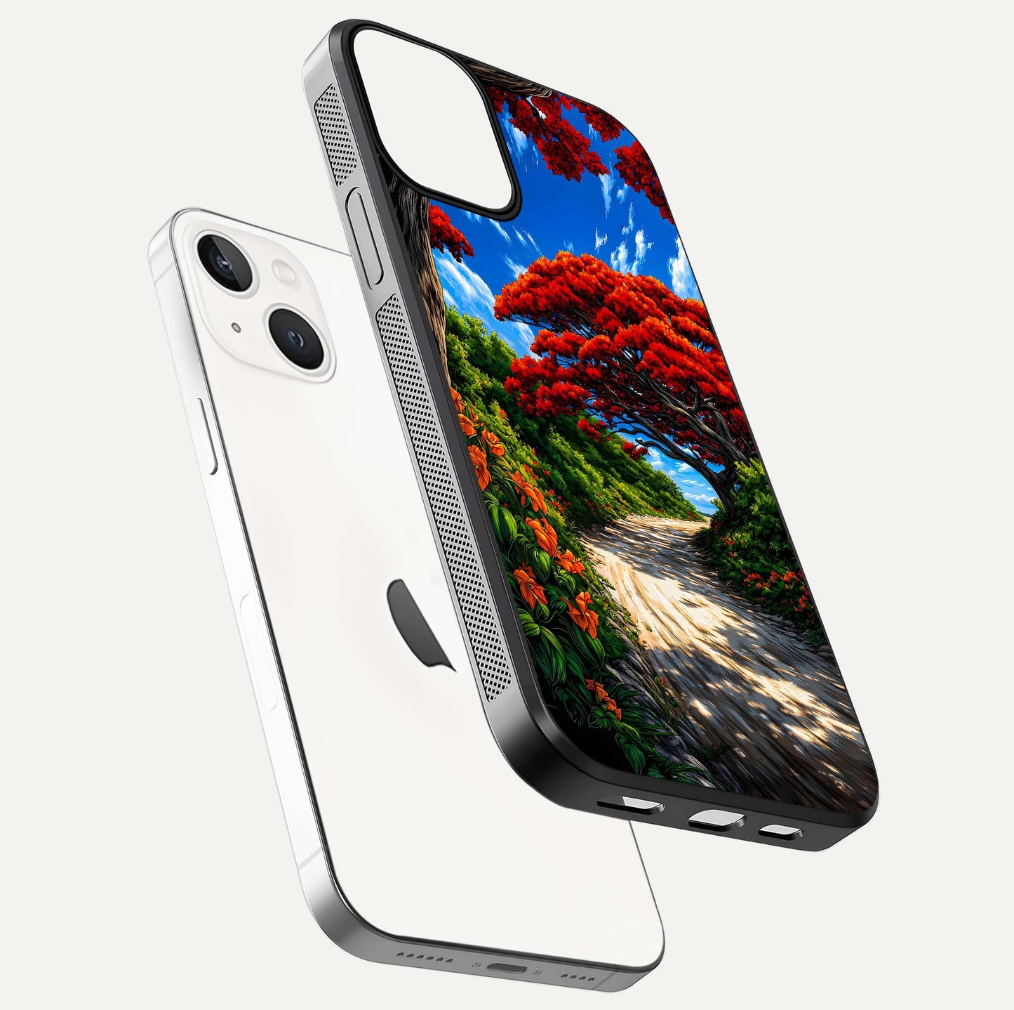Red Trees Pathway Glass Case For iPhone 13