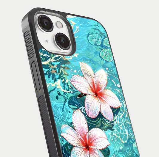 Pink Flowers in Water Glass Case For iPhone 13