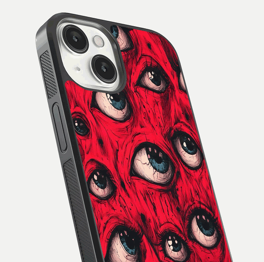 Red Eyes Pattern Glass Case For iPhone 13