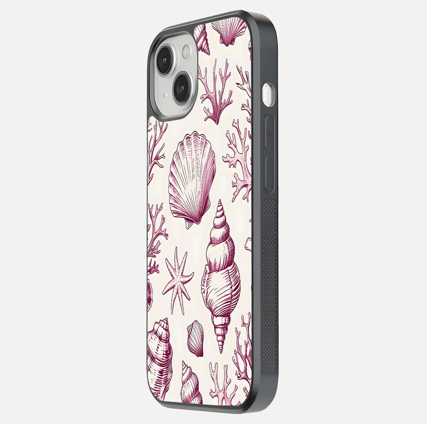 Pink Shells Outline Glass Case For iPhone 13
