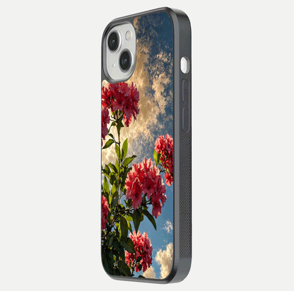 Red Bloom Skies Glass Case For iPhone 13