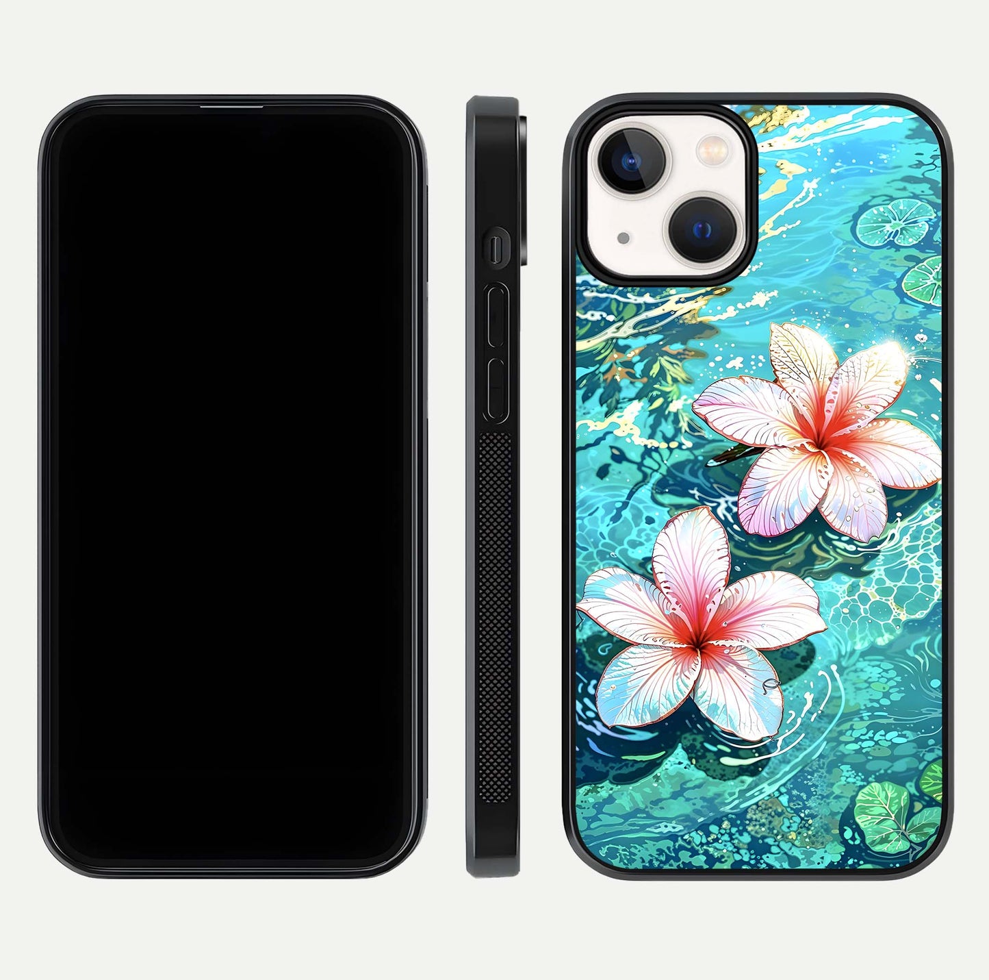 Pink Flowers in Water Glass Case For iPhone 13 Mini