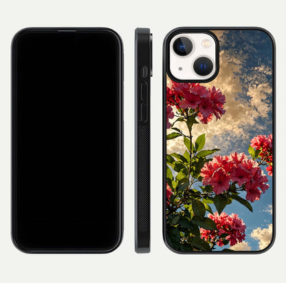 Red Bloom Skies Glass Case For iPhone 13 Mini