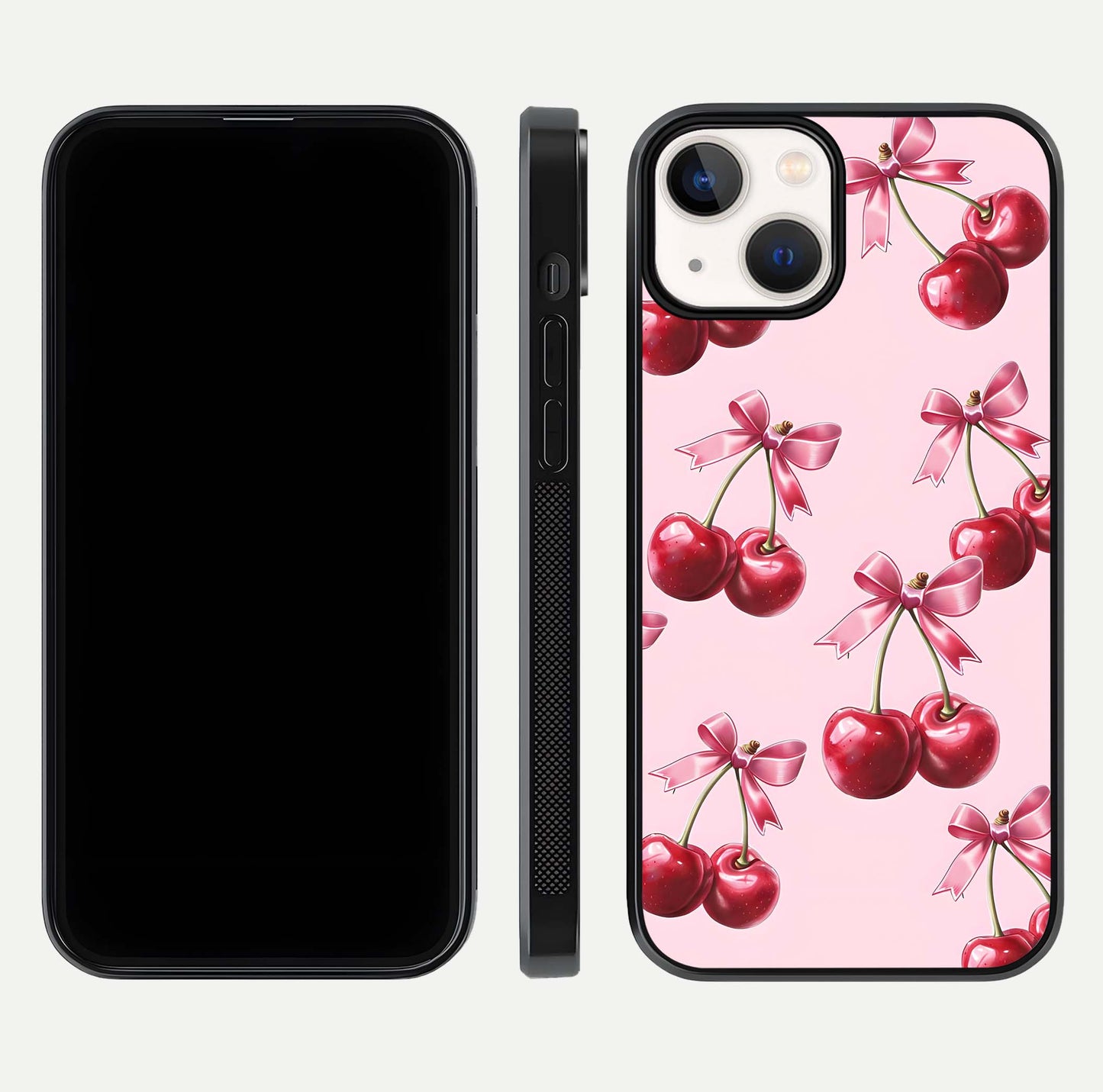 Red Cherries Pattern Glass Case For iPhone 13 Mini