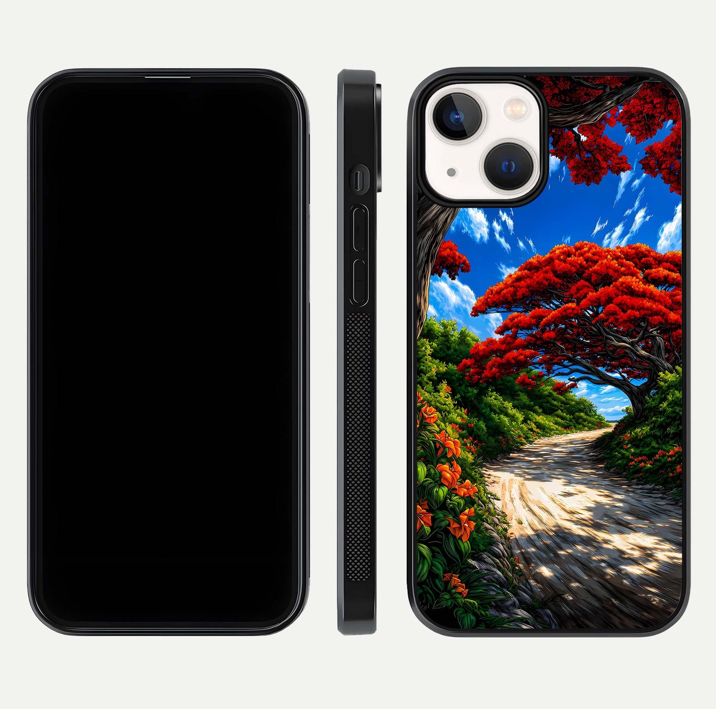 Red Trees Pathway Glass Case For iPhone 13 Mini