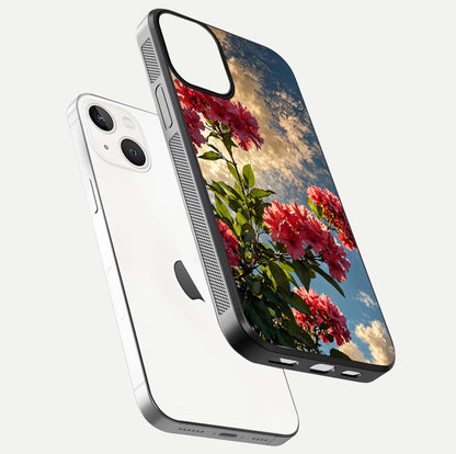Red Bloom Skies Glass Case For iPhone 13 Mini