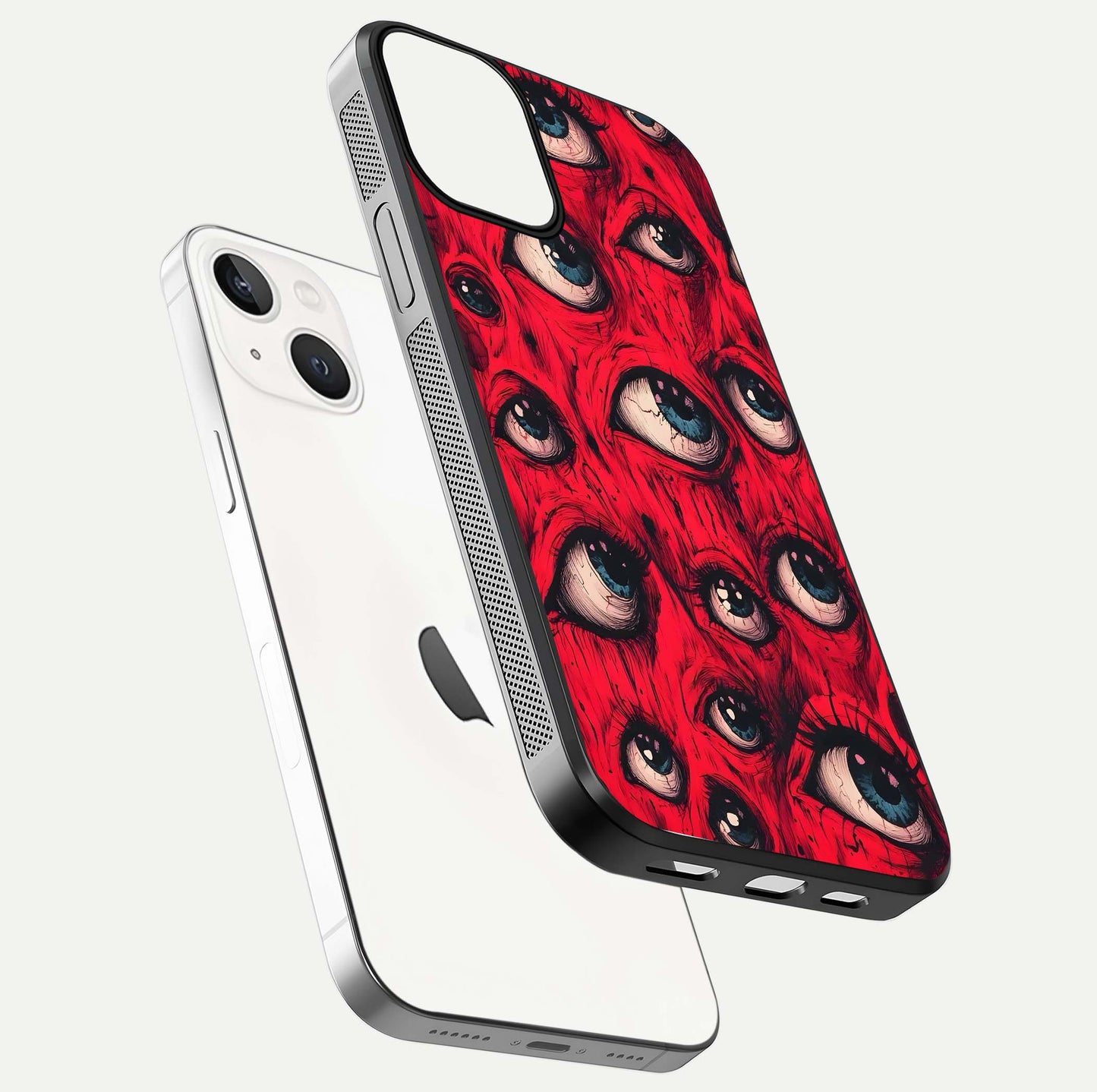 Red Eyes Pattern Glass Case For iPhone 13 Mini