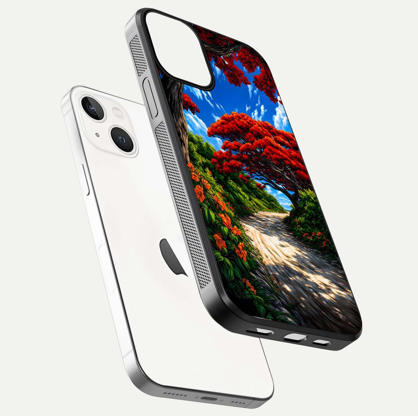 Red Trees Pathway Glass Case For iPhone 13 Mini
