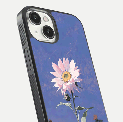 Pink Sunflower Glow Glass Case For iPhone 13 Mini
