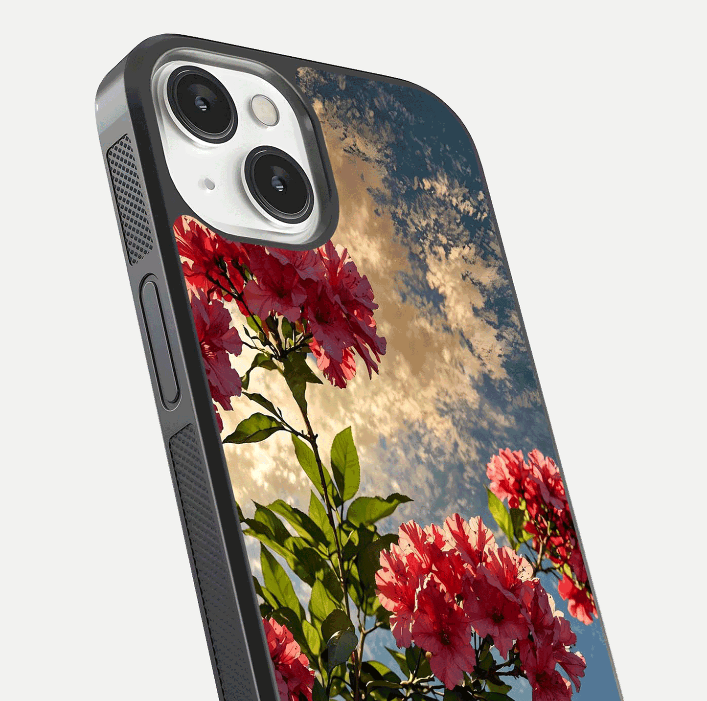 Red Bloom Skies Glass Case For iPhone 13 Mini
