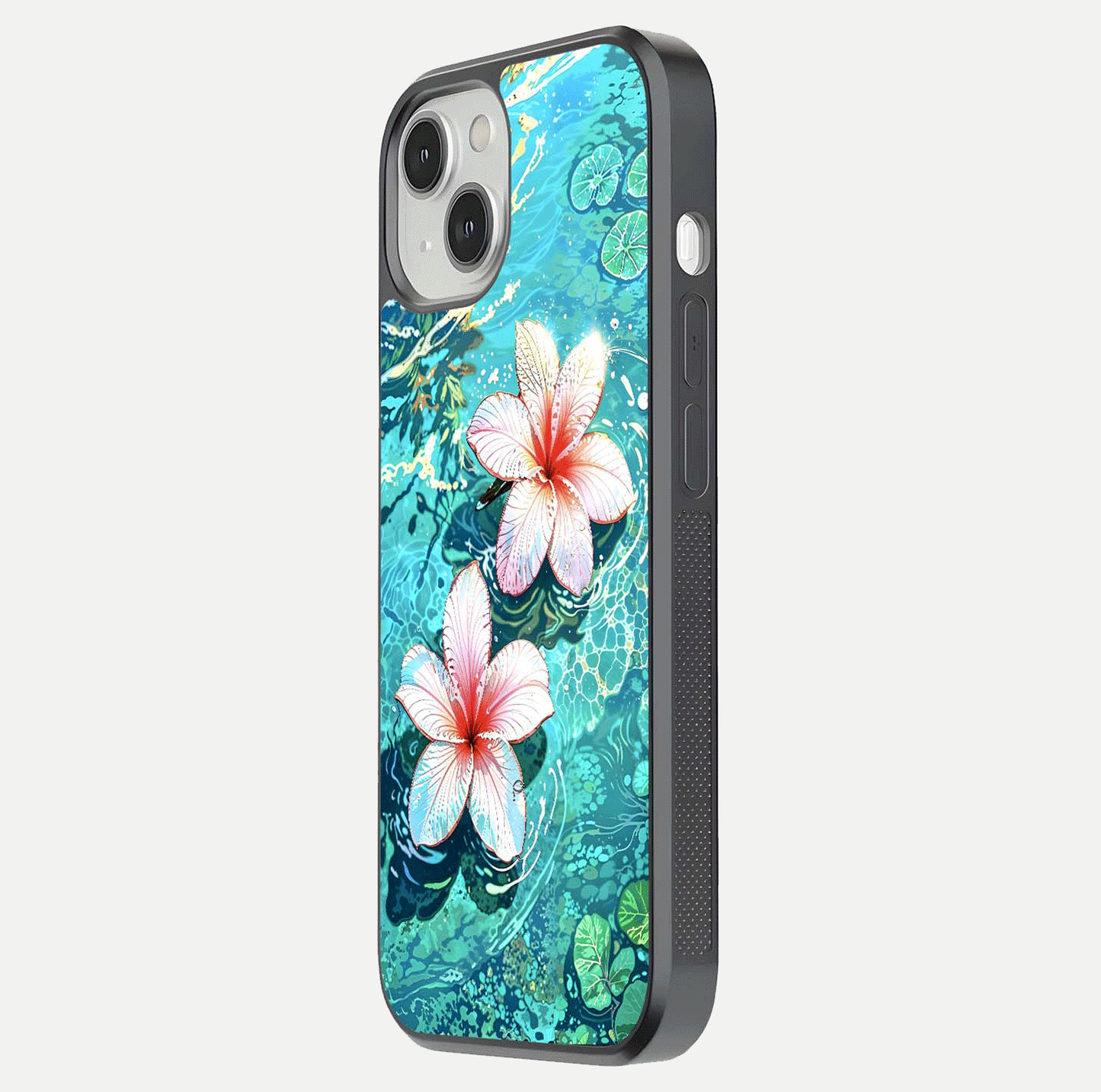 Pink Flowers in Water Glass Case For iPhone 13 Mini