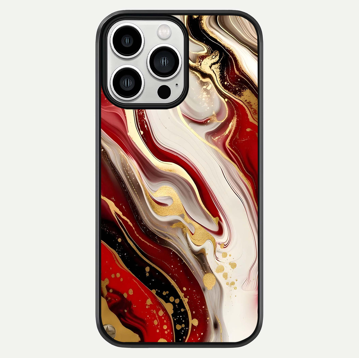 Red & White Marble Glass Case For iPhone 13 Pro Max