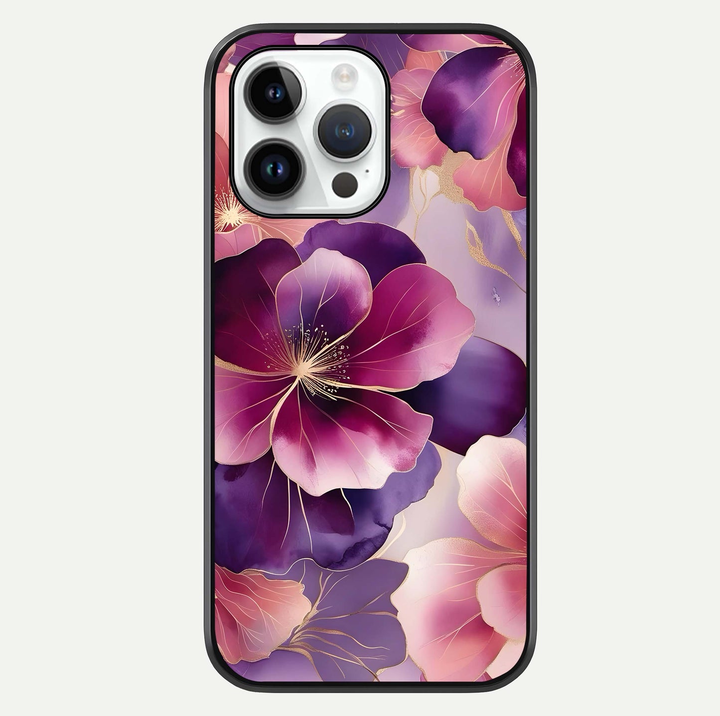 Pink Bouquet Florals Glass Case For iPhone 14 Pro