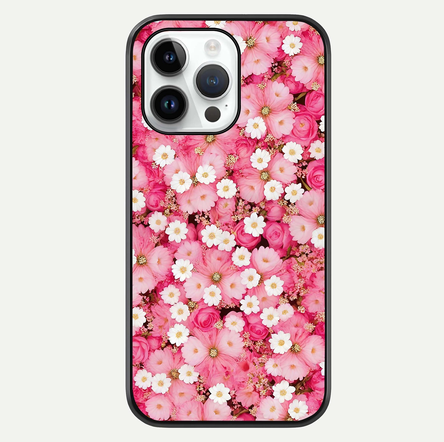 Pink Daisy Bliss Glass Case For iPhone 14 Pro