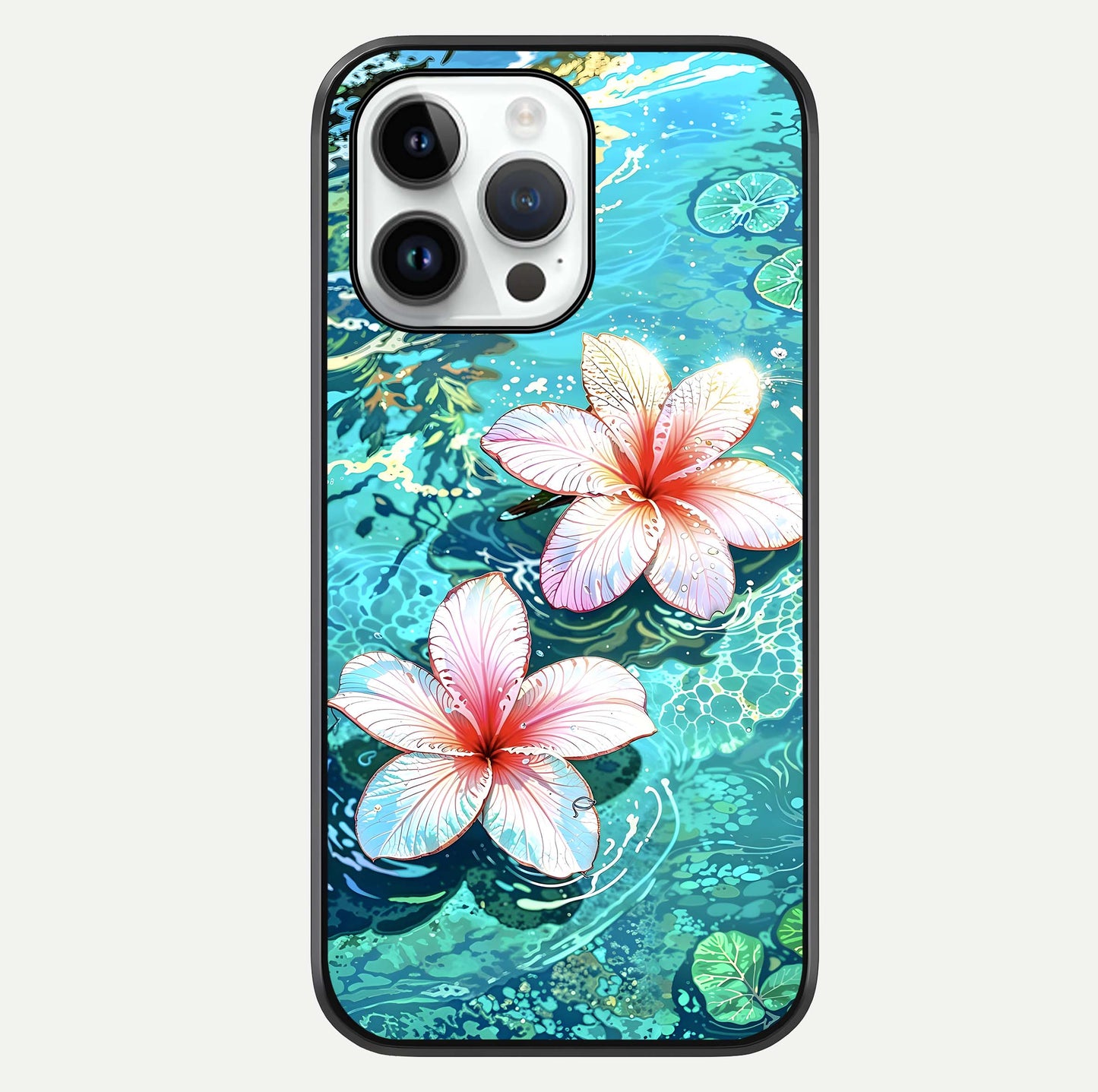Pink Flowers in Water Glass Case For iPhone 14 Pro
